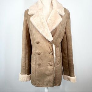 Jekel Paris 100% Lambskin Lambs Wool Lined Shearling Double Breasted Jacket M